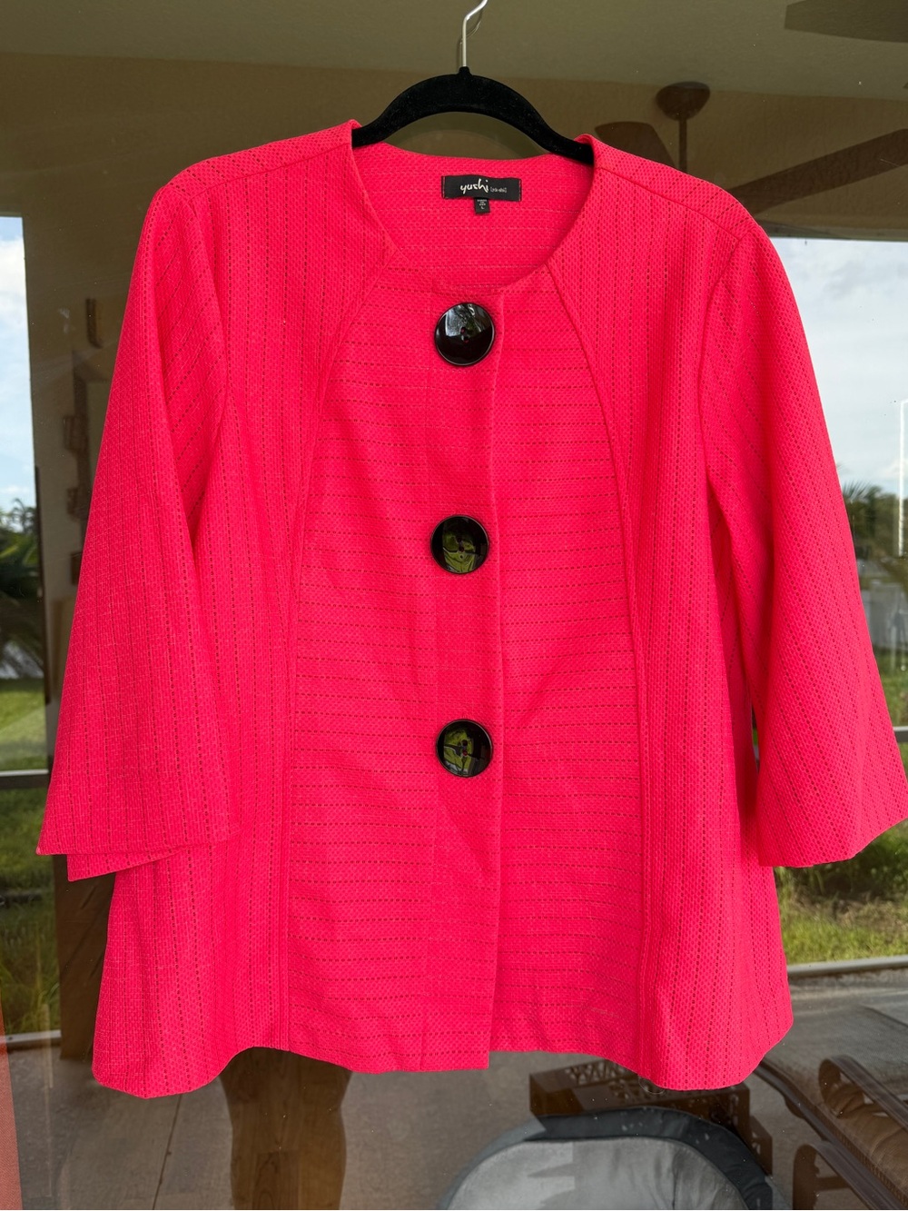 👉🏼LIKE NEW👈🏼 Coral Pink/Red Blazer Jacket By YUSHI Sz: L